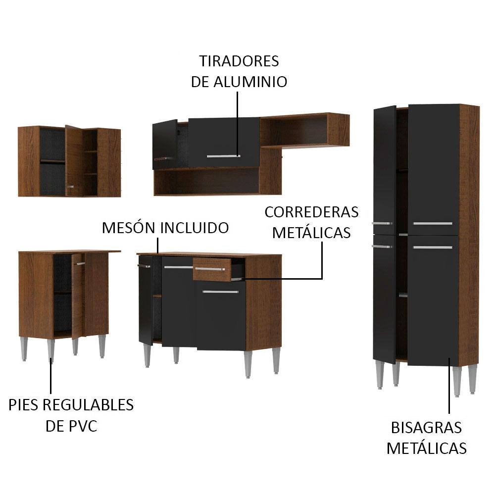 Foto 4 | Cocina Integral Esquinera Completa Madesa Emilly Sun 01 Marrón y Negro 353 cm