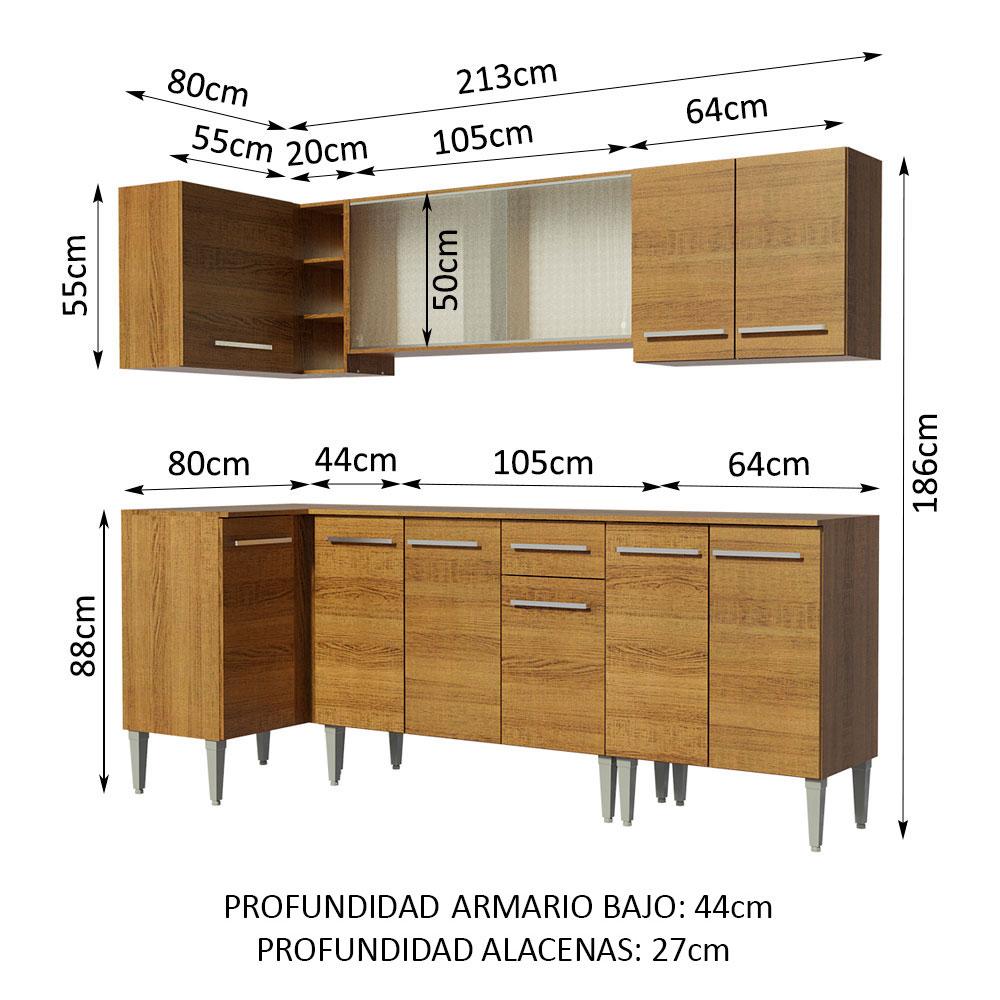 Foto 4 pulgar | Cocina Integral Esquinera Completa Madesa Emilly Point 03 293 cm Marrón