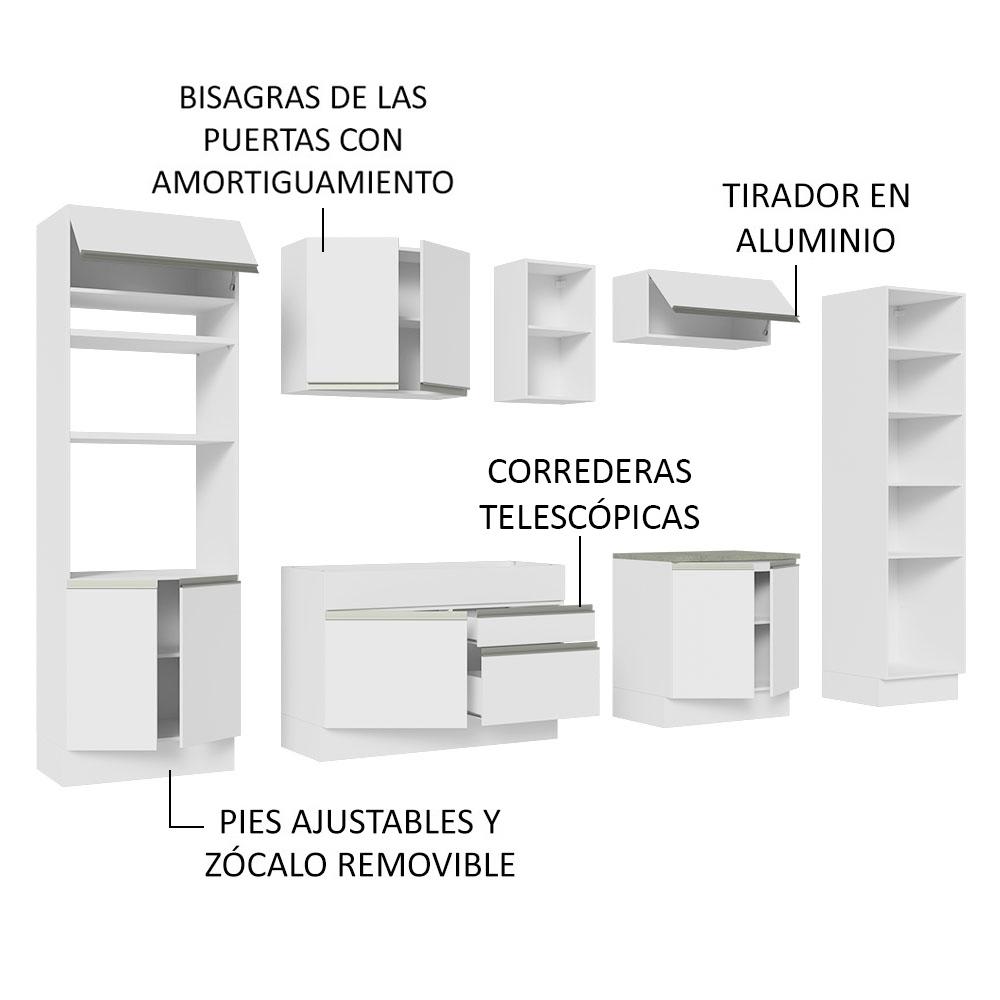 Foto 5 pulgar | Armario de Cocina Completo 330 cm Glamy Madesa 03 color Blanco