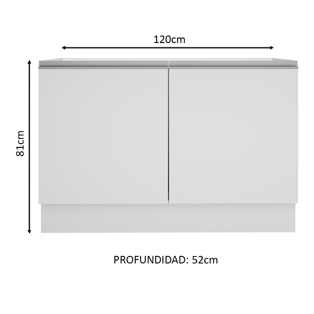 Foto 4 pulgar | Mueble Fregadero Madesa Glamy 120 cm 2 Puertas Sin Tapa y Fregadero Blanco