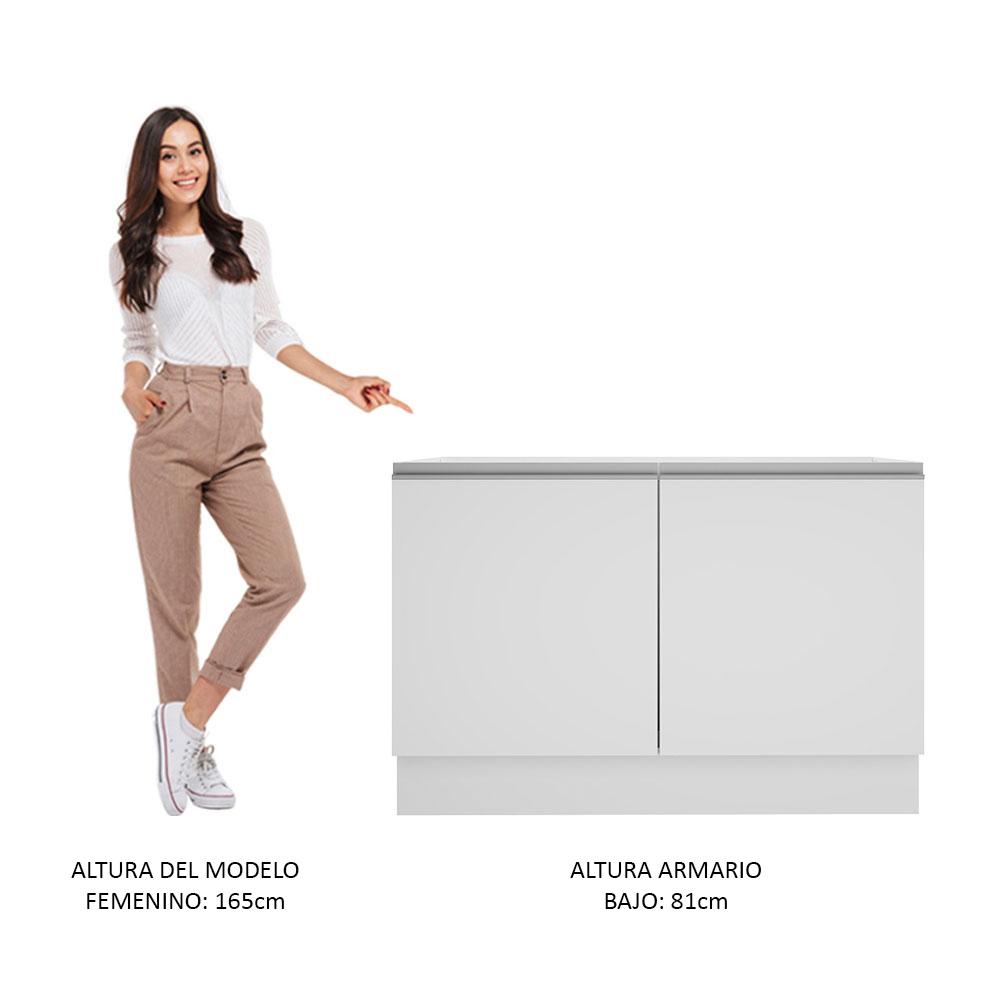 Foto 8 pulgar | Mueble Fregadero Madesa Glamy 120 cm 2 Puertas Sin Tapa y Fregadero Blanco