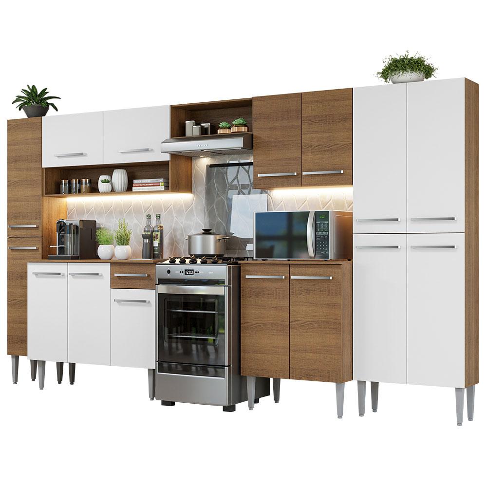 Foto 1 | Cocina Integral Completa Madesa Emilly Marrón y Blanco 325 cm