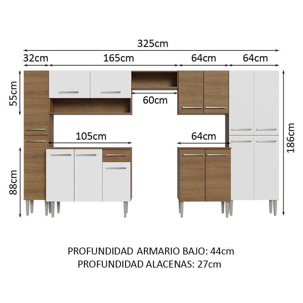 Foto 4 pulgar | Cocina Integral Completa Madesa Emilly Marrón y Blanco 325 cm