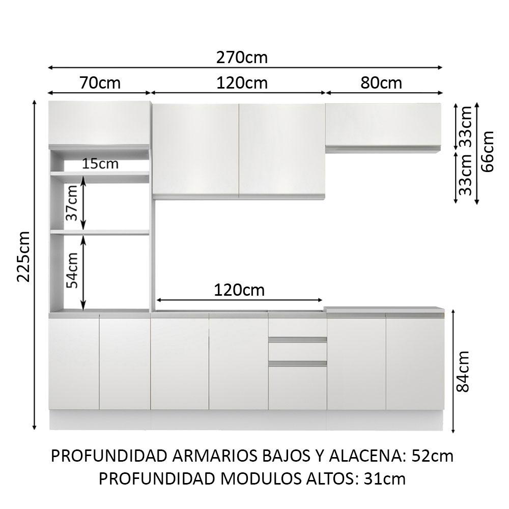 Foto 4 pulgar | Cocina Integral Madesa Viena Blanco 270 cm