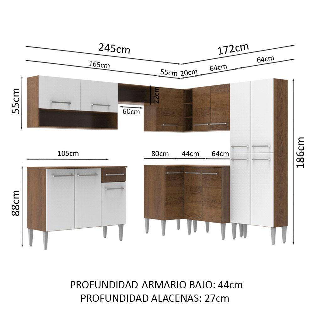 Foto 4 pulgar | Cocina Integral Esquinera Completa Madesa 01 Emilly Ice 417 cm