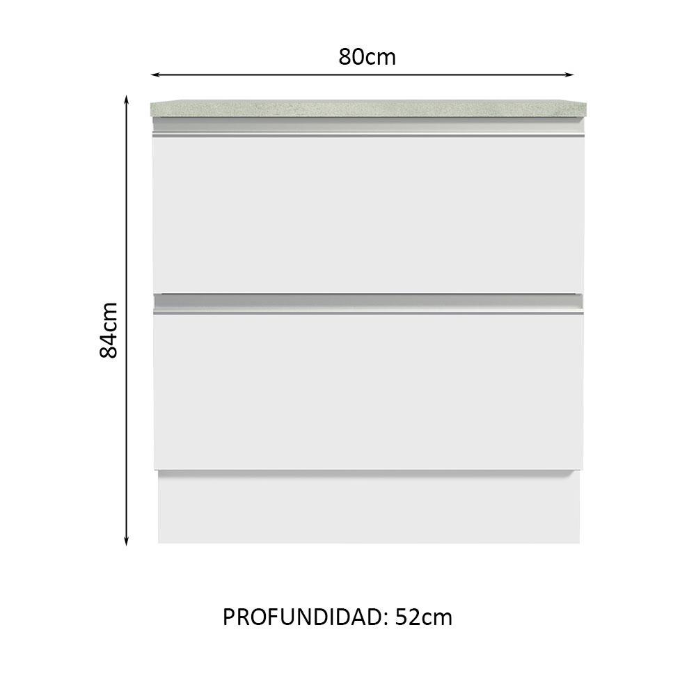 Foto 5 pulgar | Mostrador 80 Cm 2 Cajones Glamy Madesa Blanco