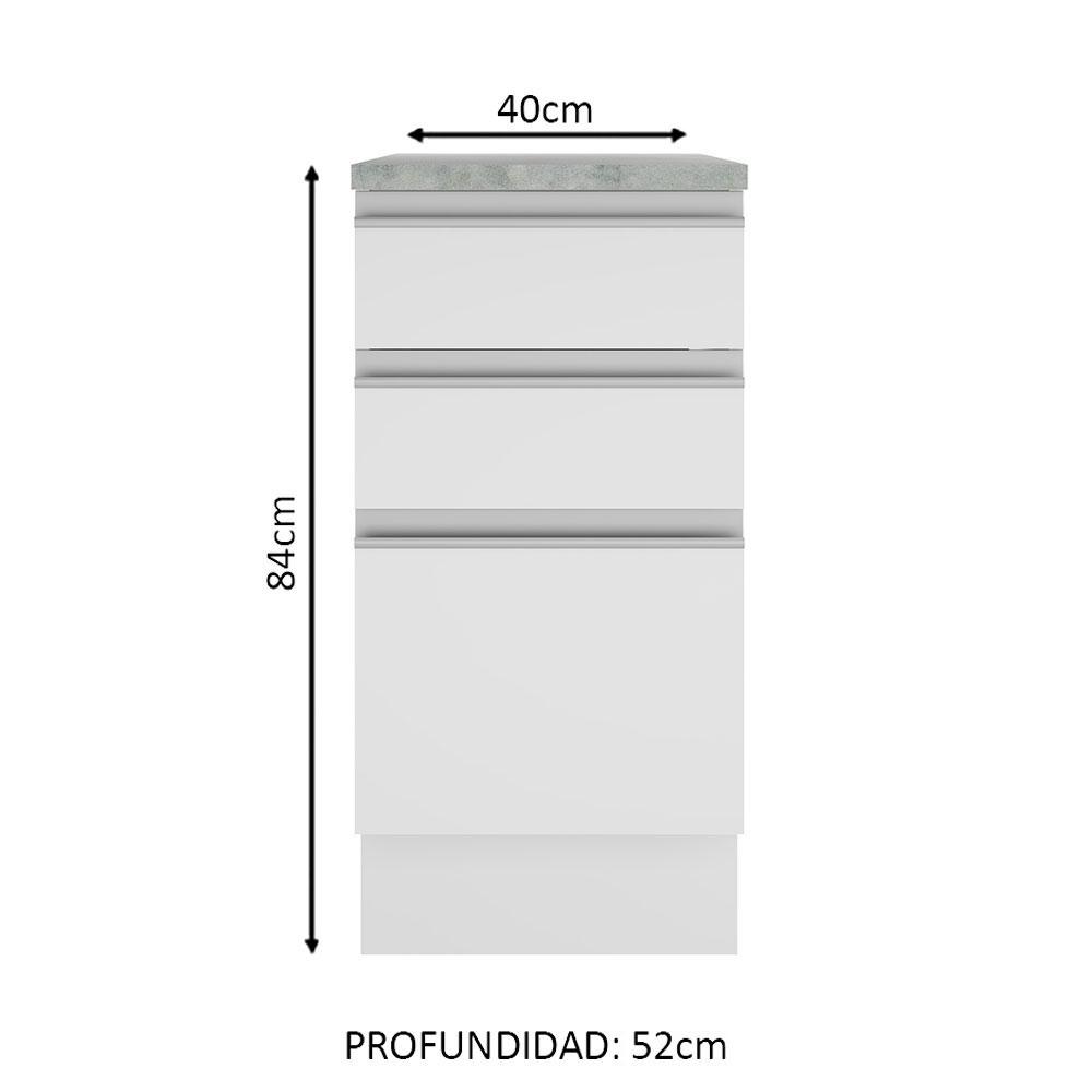 Foto 4 pulgar | Mostrador Madesa Glamy 40 cm 3 Cajones Blanco