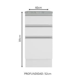 Foto 3 | Mostrador Madesa Glamy 40 cm 3 Cajones Blanco