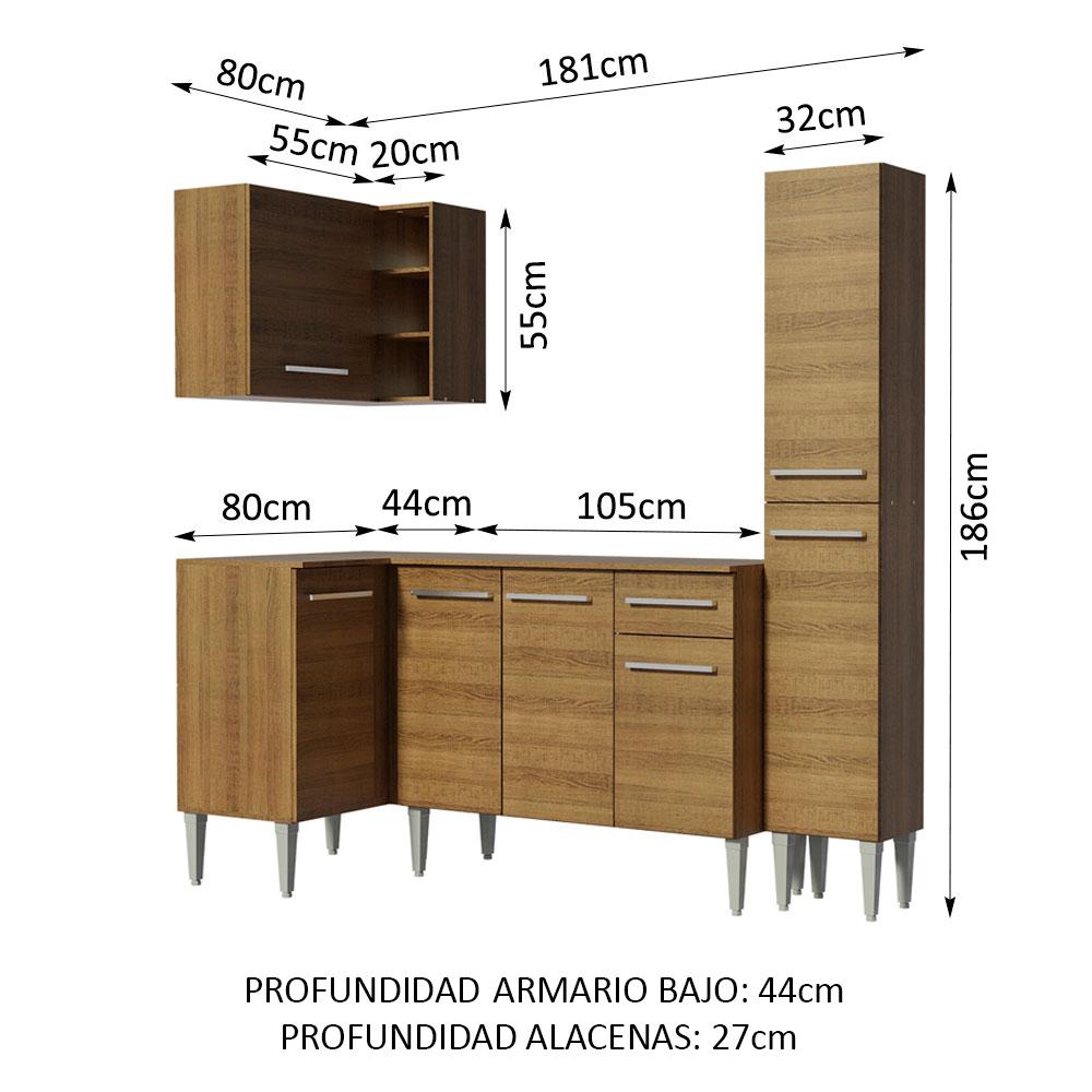 Foto 3 | Cocina Esquinera Completa 261 cm Emilly Song Madesa 01 Marrón
