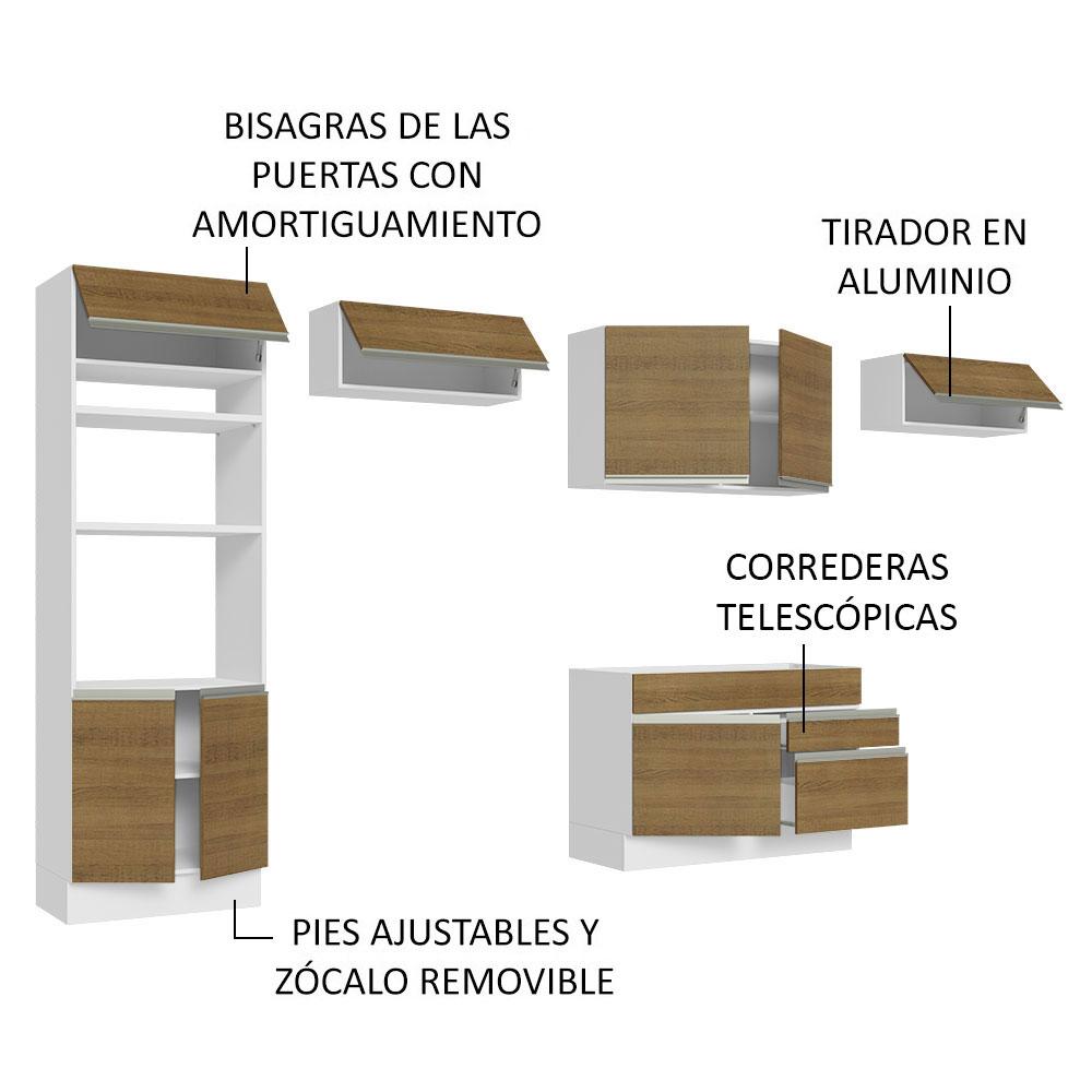 Foto 8 pulgar | Cocina Integral Completa Madesa 350 cm Glamy 01 Blanco/Marrón