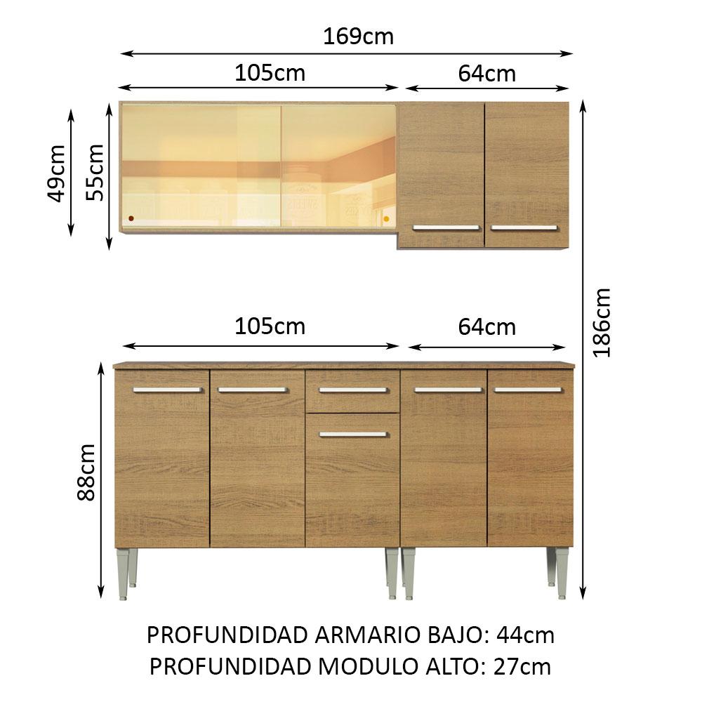 Foto 4 pulgar | Cocina Integral Completa 169 cm Emilly Drive Madesa 04 Marrón