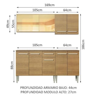 Foto 3 | Cocina Integral Completa 169 cm Emilly Drive Madesa 04 Marrón
