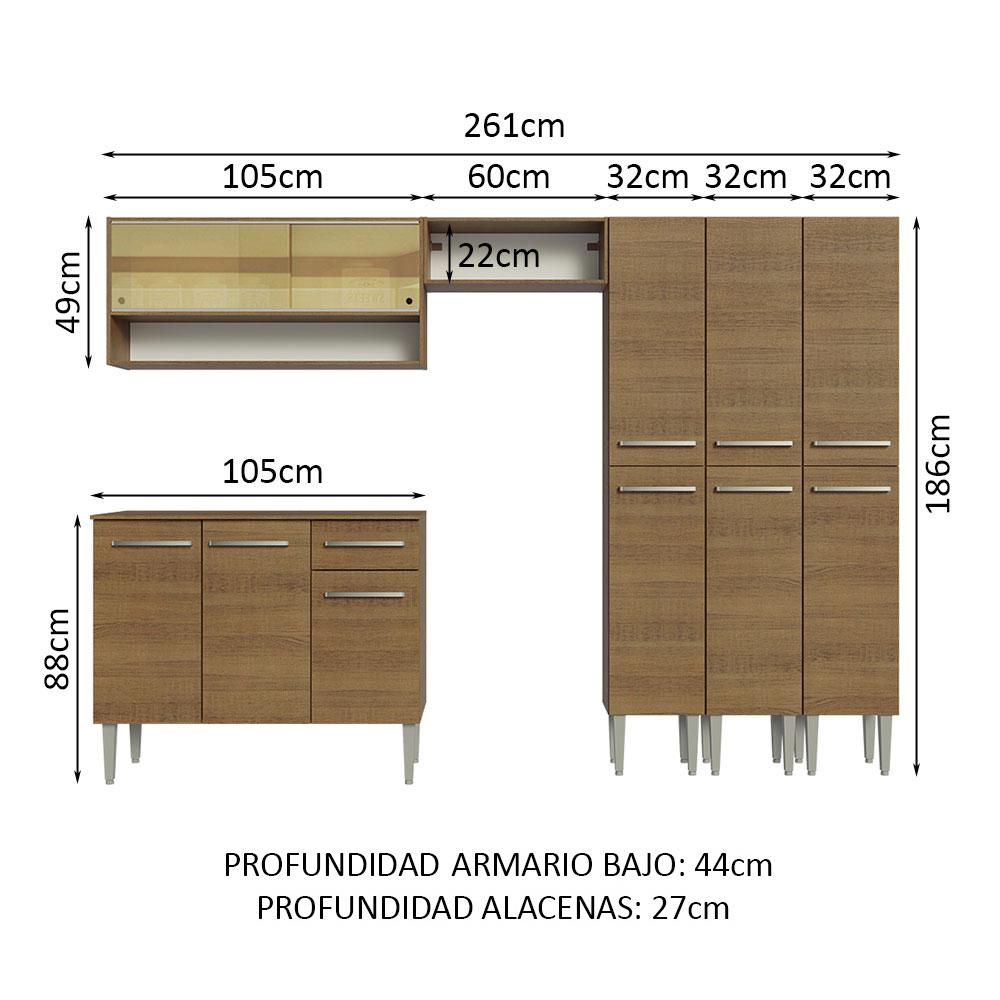 Foto 3 | Cocina Integral Madesa Grrem2610085z Marrón