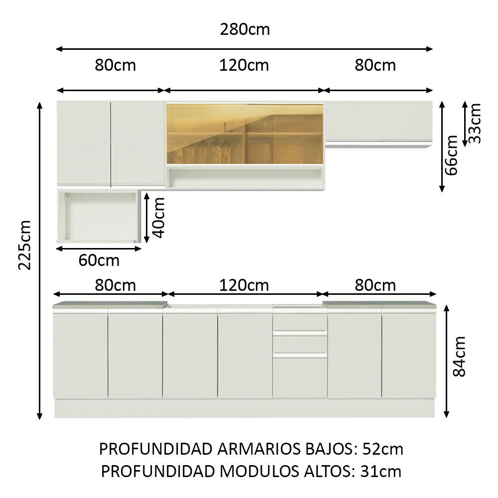 Foto 3 | Cocina Integral Madesa Genova 280 cm color Blanco