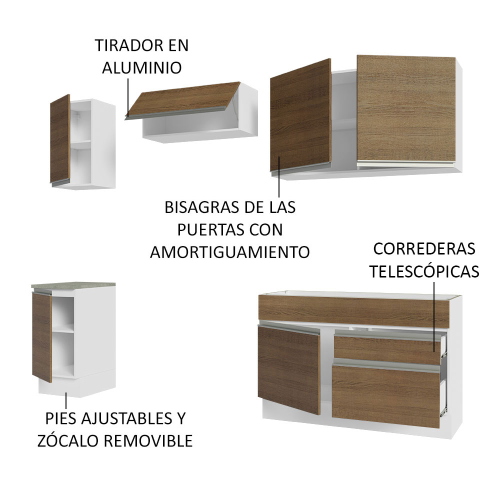 Foto 3 | Cocina Completo 240 cm Madesa Glamy Marrón