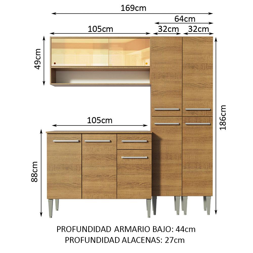 Foto 3 | Cocina Compacta Emilly Winter Madesa 169cm Marrón