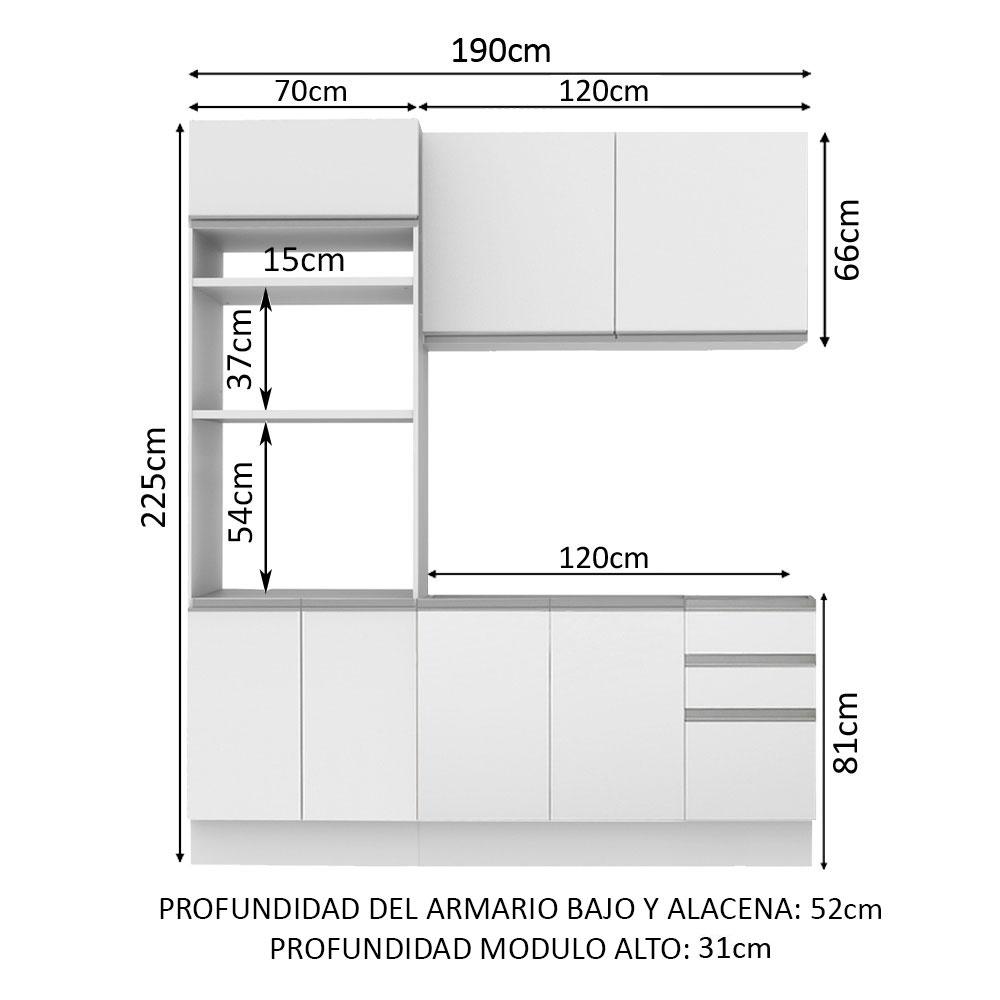 Foto 4 pulgar | Cocina Compacta Madesa Laura 190cm Blanco