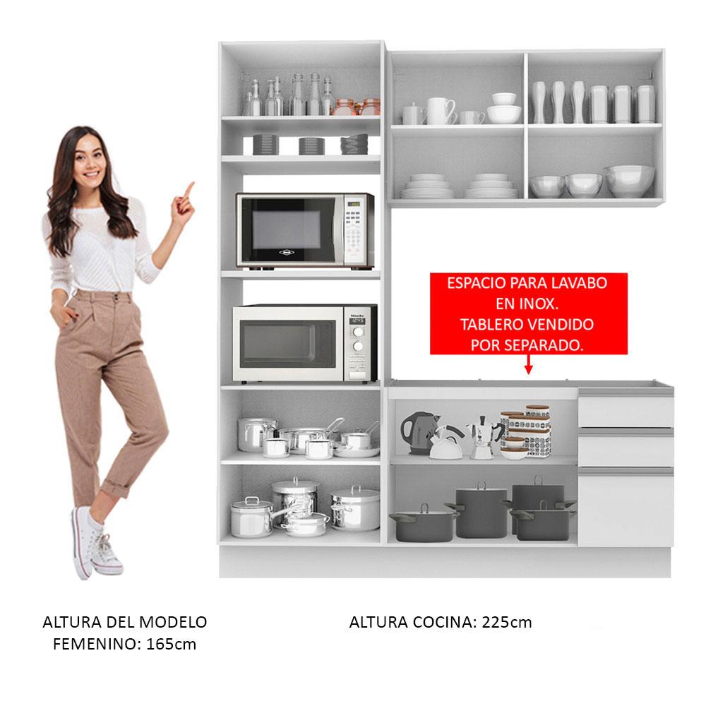 Foto 5 pulgar | Cocina Compacta Madesa Laura 190cm Blanco