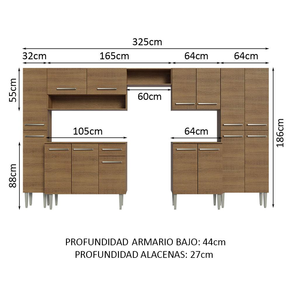 Foto 4 pulgar | Cocina Integral Madesa Emilly 325 cm Marrón