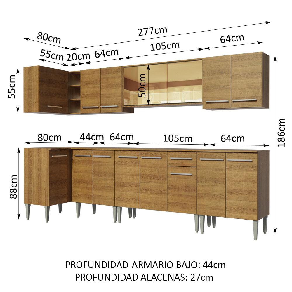 Foto 4 pulgar | Cocina Integral Esquinera Madesa Emilly Mega Marrón 357cm 8 Piezas