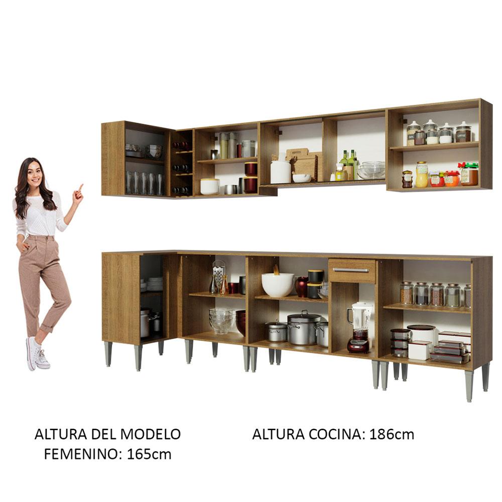 Foto 4 | Cocina Integral Esquinera Madesa Emilly Mega Marrón 357cm 8 Piezas