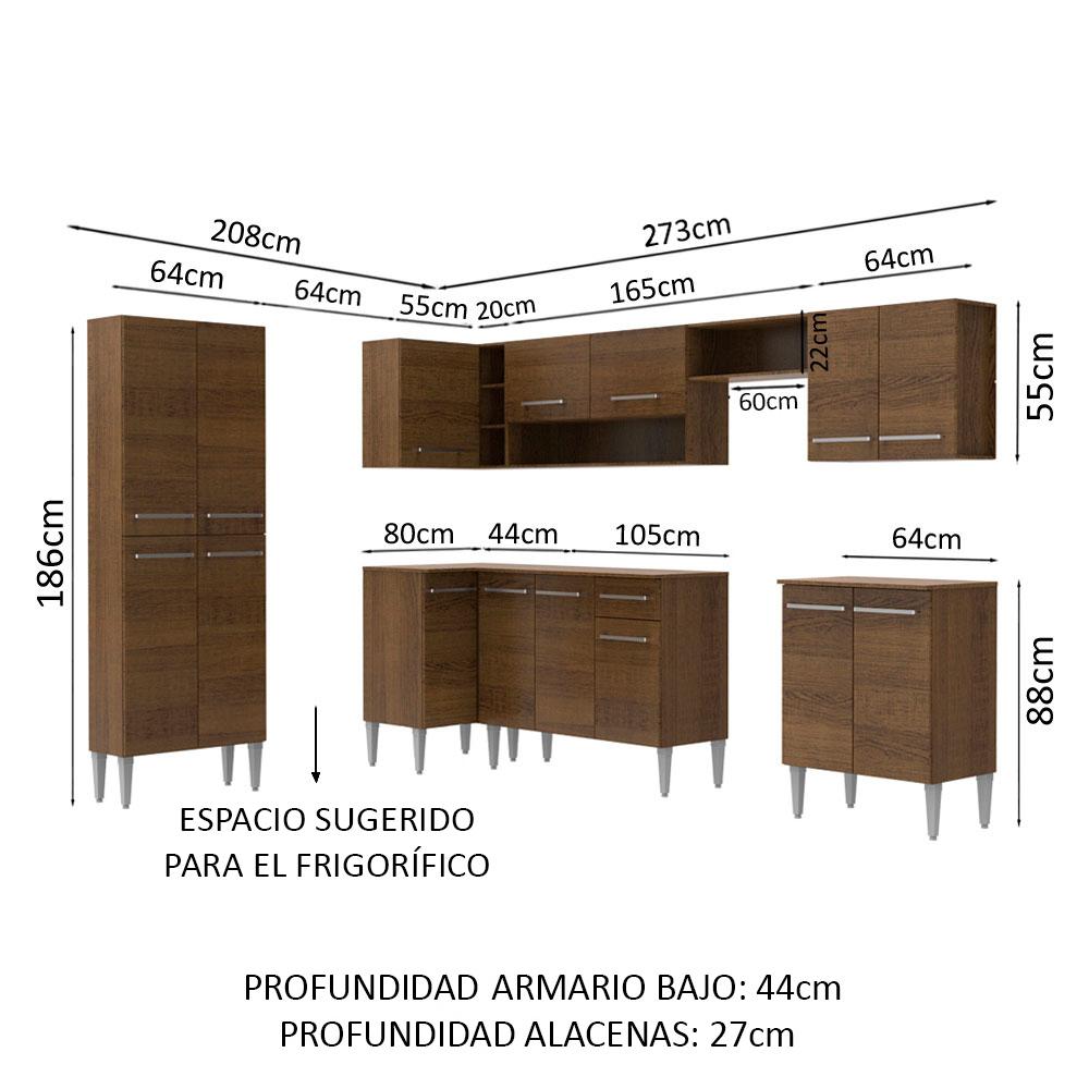 Foto 3 | Cocina Integral Esquinera Madesa GCEM4810015Z color Marrón 7 Piezas