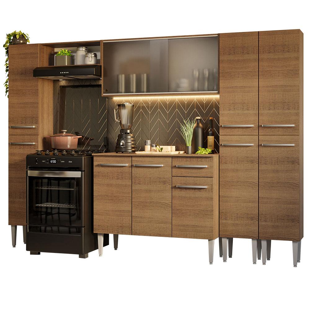 Cocina Integral Madesa Emilly 261 cm color Marrón