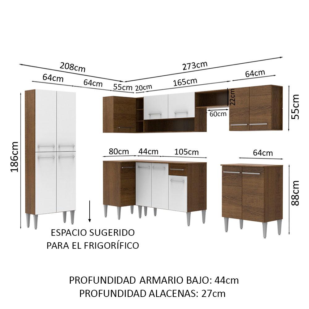 Foto 3 | Cocina Integral Esquinera Madesa Emilly Moon 481 cm color Marrón