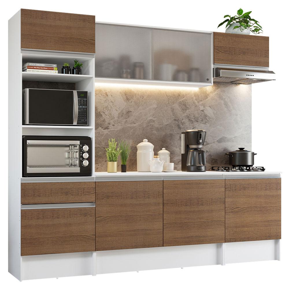 Cocina Integral Madesa Topazio 240 cm - Blanco/Marrón $10,999