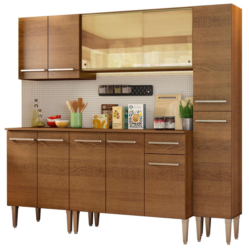 Mueble de Cocina Integral Emilly West Madesa 201cm - Amplio Espacio y Elegante Diseño