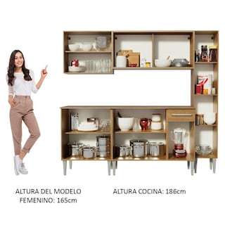 Foto 7 | Mueble de Cocina Integral Emilly West Madesa 201cm - Amplio Espacio y Elegante Diseño