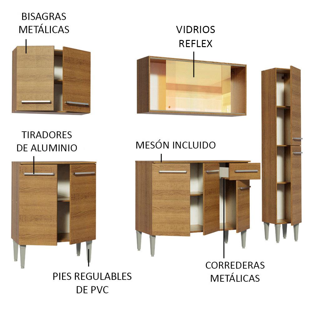 Foto 8 | Mueble de Cocina Integral Emilly West Madesa 201cm - Amplio Espacio y Elegante Diseño