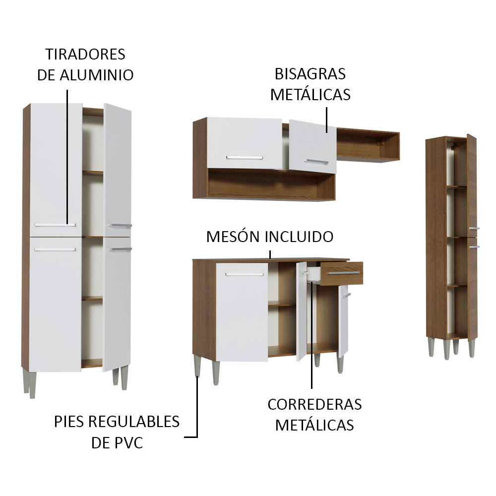 Foto 4 | Cocina Integral Madesa Emilly Hit 261 CM Marrón y Blanco