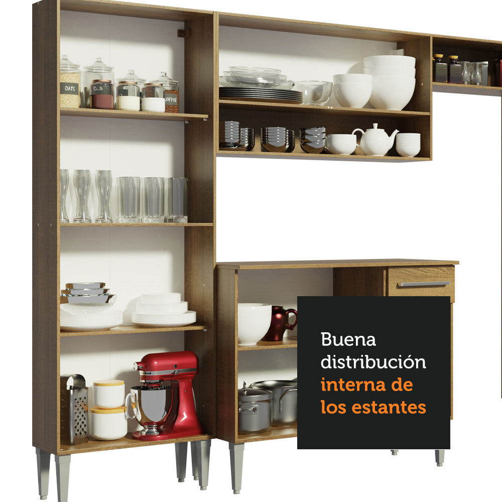 Foto 5 | Cocina Integral Madesa Emilly Hit 261 CM Marrón y Blanco