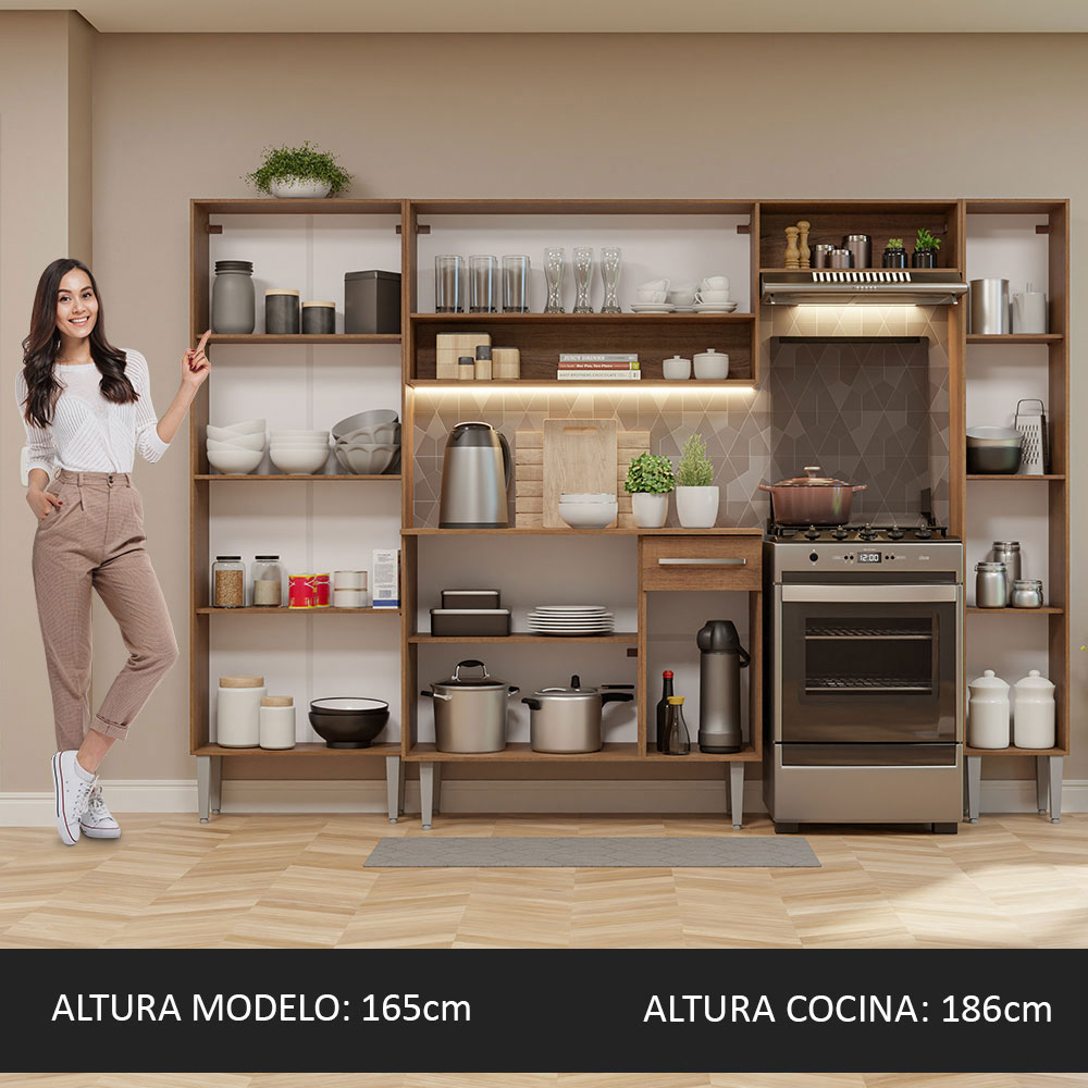 Foto 7 | Cocina Integral Madesa Emilly Hit 261 CM Marrón y Blanco