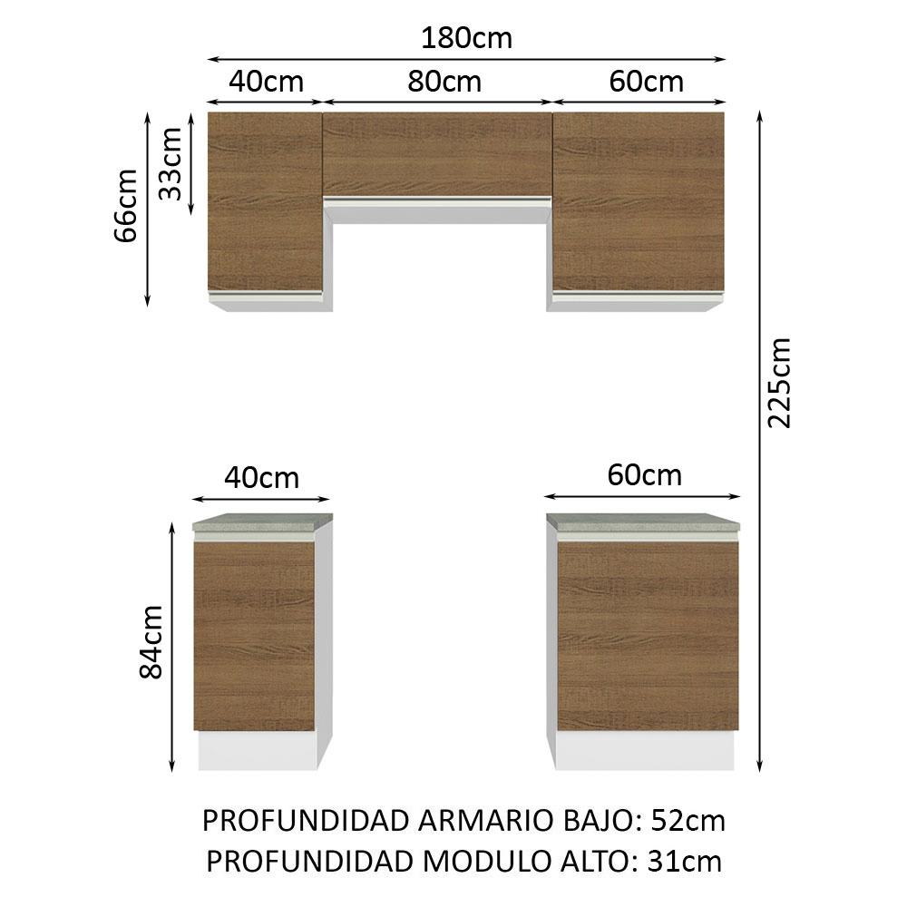 Foto 4 pulgar | Cocina Compacta Madesa Glamy 180 Cm - Blanco/marrón 12