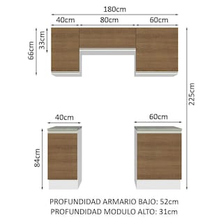 Foto 3 | Cocina Compacta Madesa Glamy 180 Cm - Blanco/marrón 12