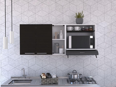 Foto 1 | Gabinete Superior Viltex, Incluye Locero Y Portavasos, Color Wengue Y Blanco