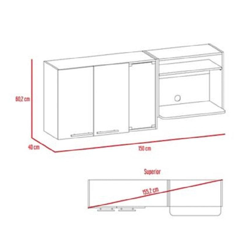 Foto 7 | Gabinete Superior Viltex, Incluye Locero Y Portavasos, Color Wengue Y Blanco