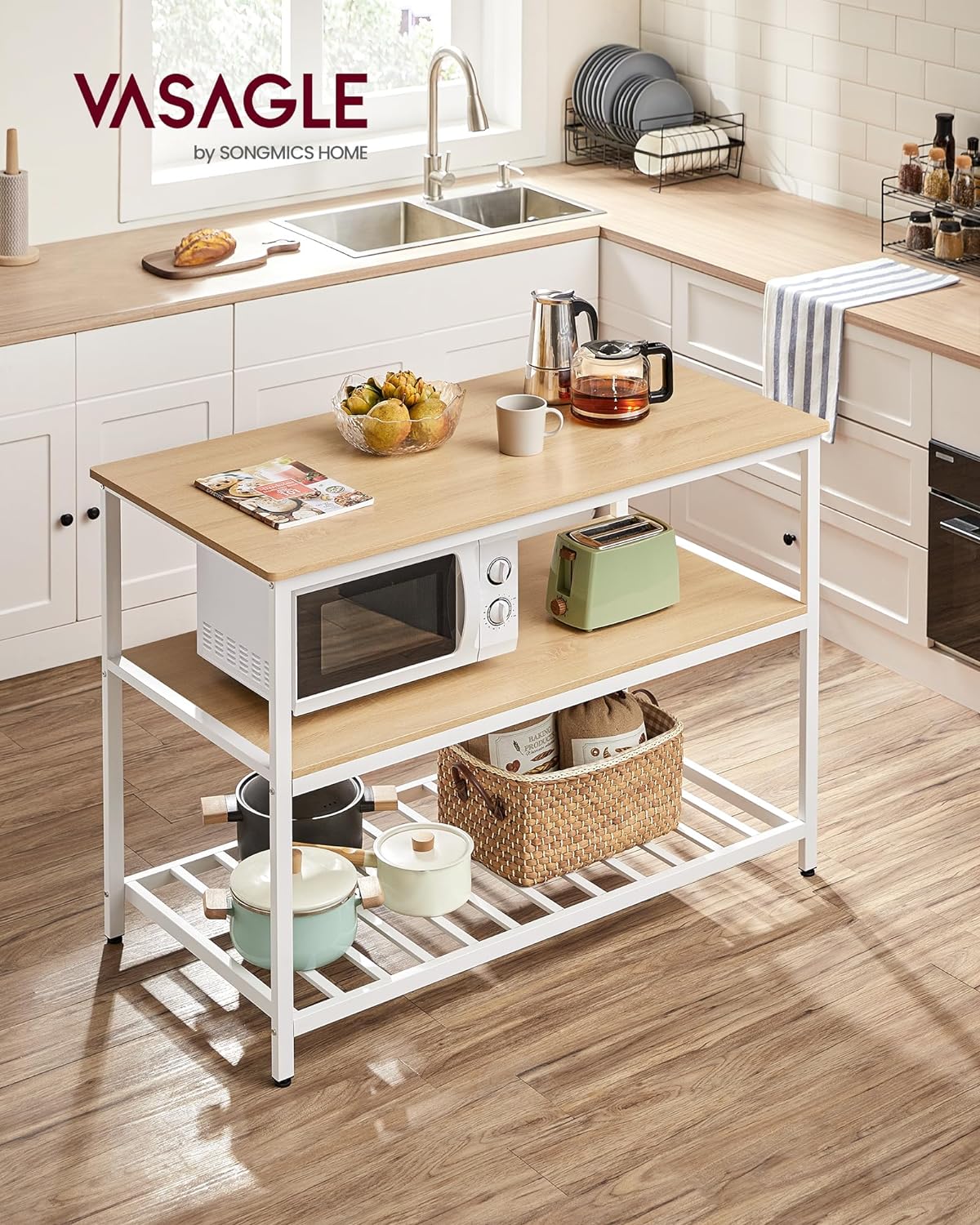 Isla De Cocina Vasagle Con Encimera Y 2 Estantes $3,292