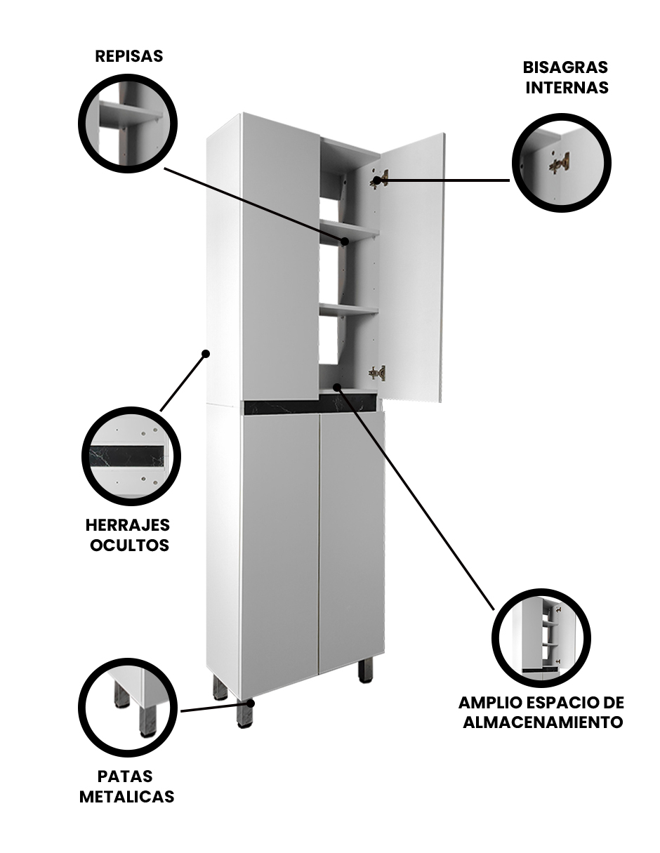 Foto 4 pulgar | Gabinete Modular de Almacenamiento Decomobil Hortensia con 4 Estantes y 2 Puertas