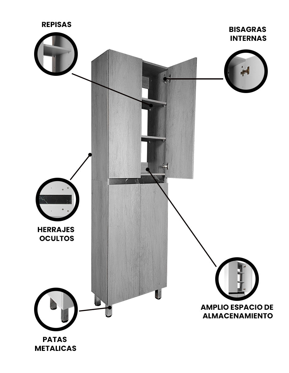 Foto 4 pulgar | Gabinete Modular de Almacenamiento Decomobil Hortensia con 4 Estantes y 2 Puertas