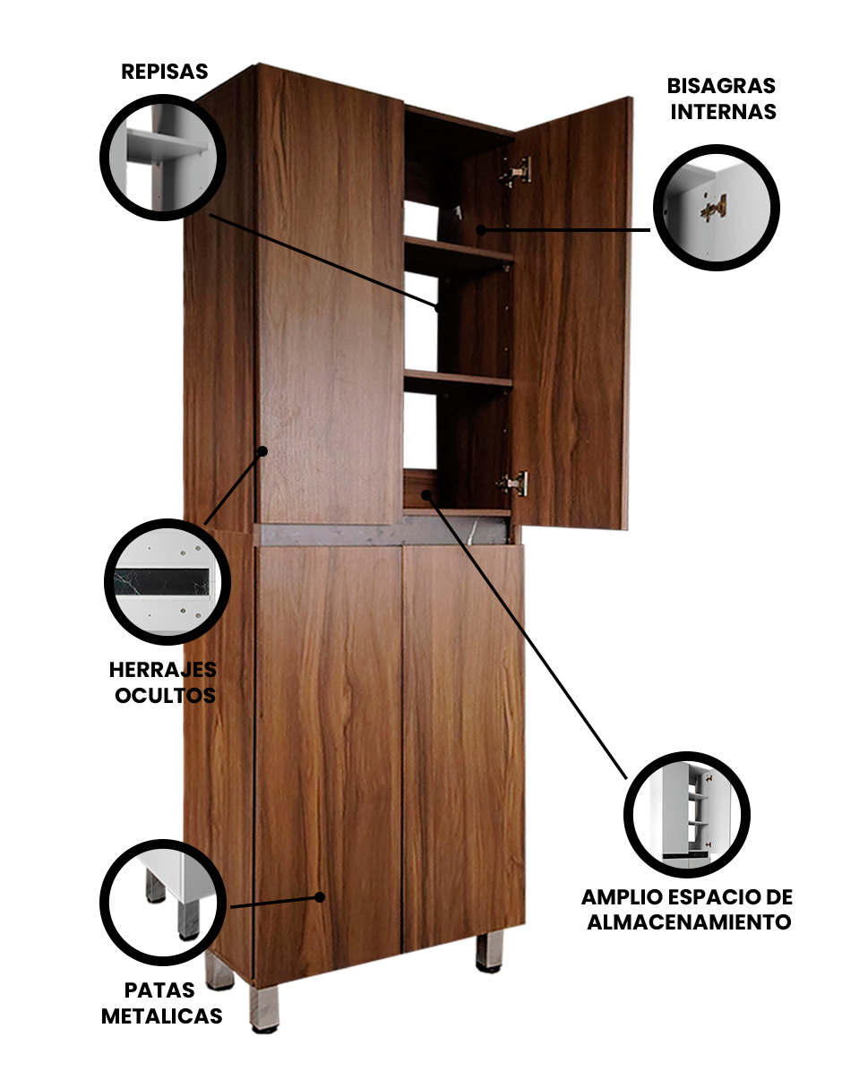 Foto 4 pulgar | Gabinete Modular de Almacenamiento Decomobil Hortensia con 4 Estantes y 2 Puertas