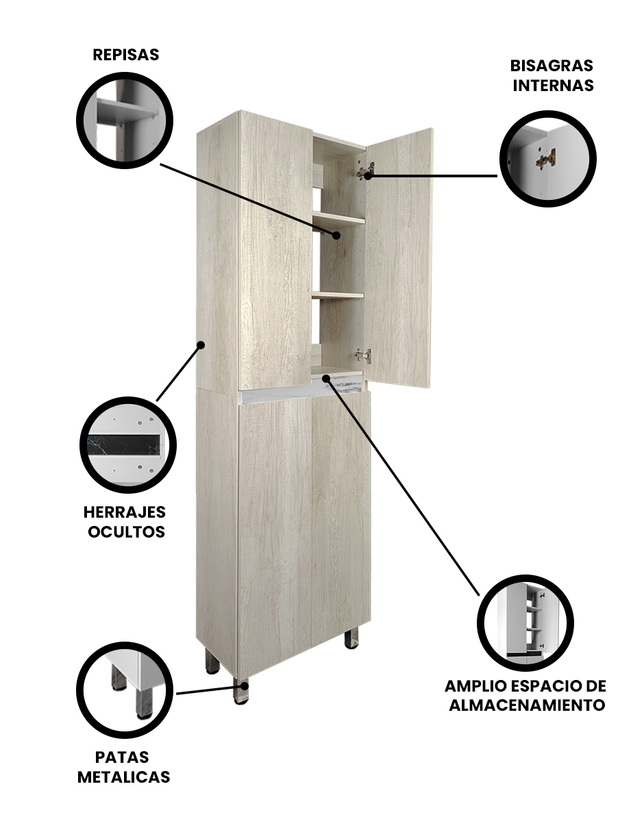 Foto 3 | Gabinete Modular de Almacenamiento Decomobil Hortensia con 4 Estantes y 2 Puertas