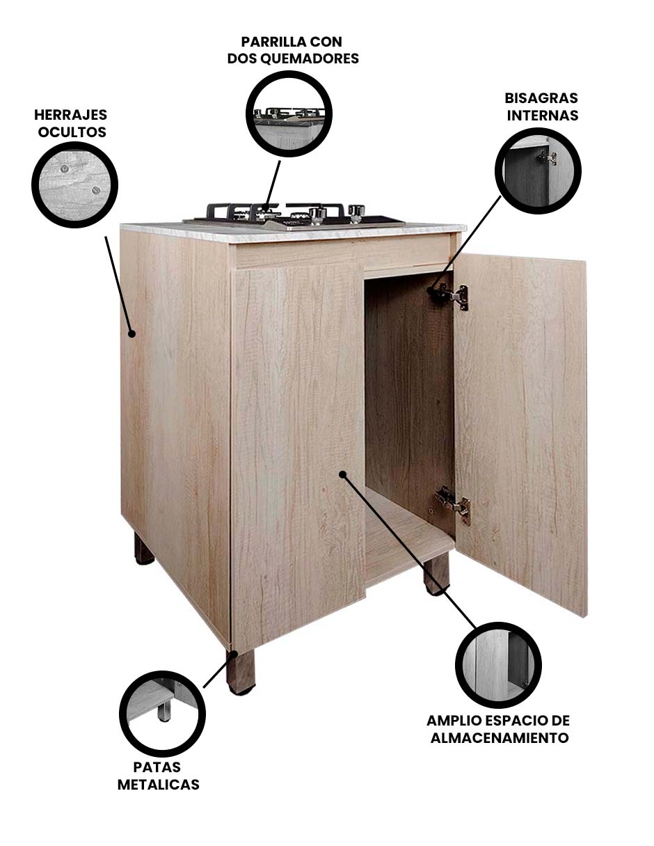 Foto 4 pulgar | Gabinete Inferior de Cocina con Parrilla de Gas