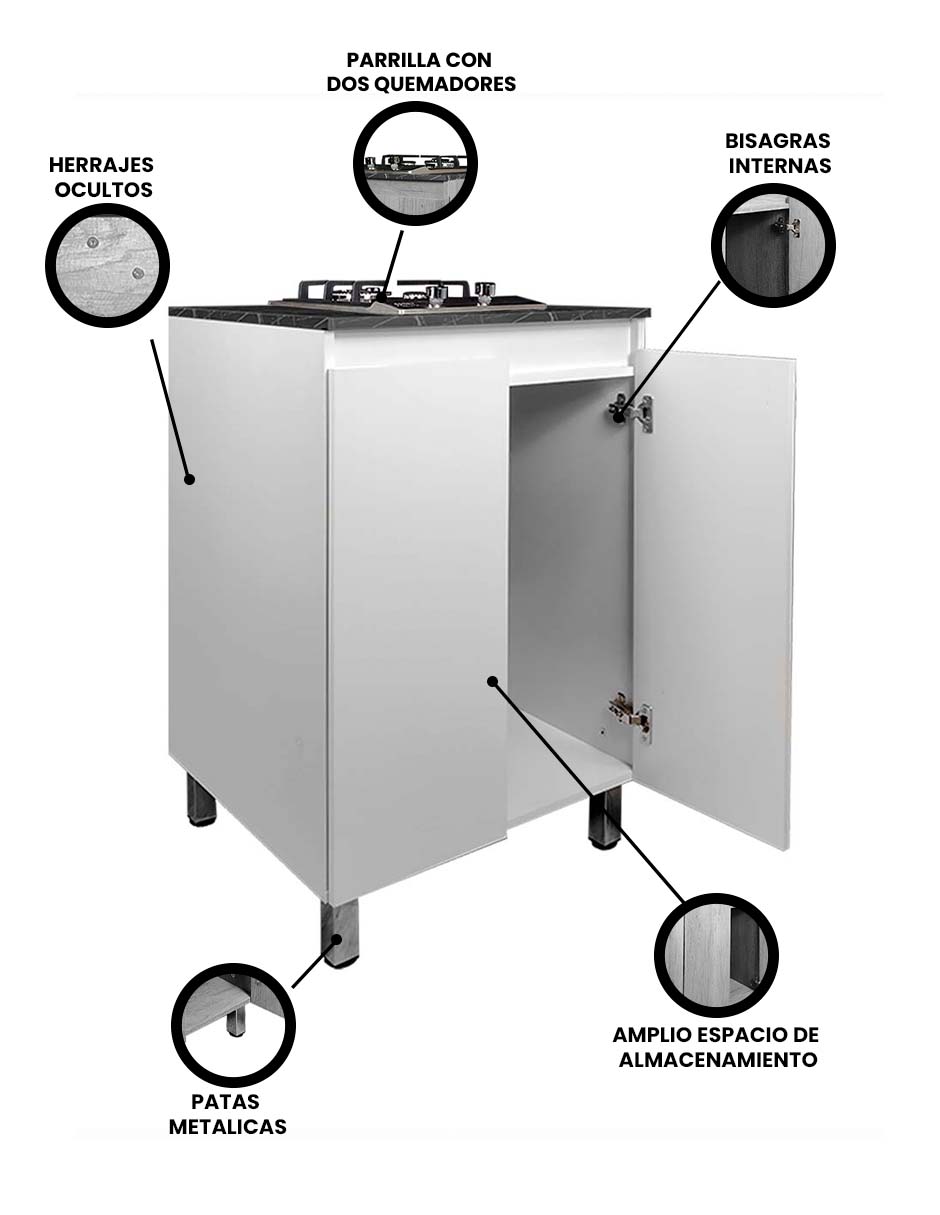 Foto 4 pulgar | Gabinete Inferior de Cocina con Parrilla de Gas