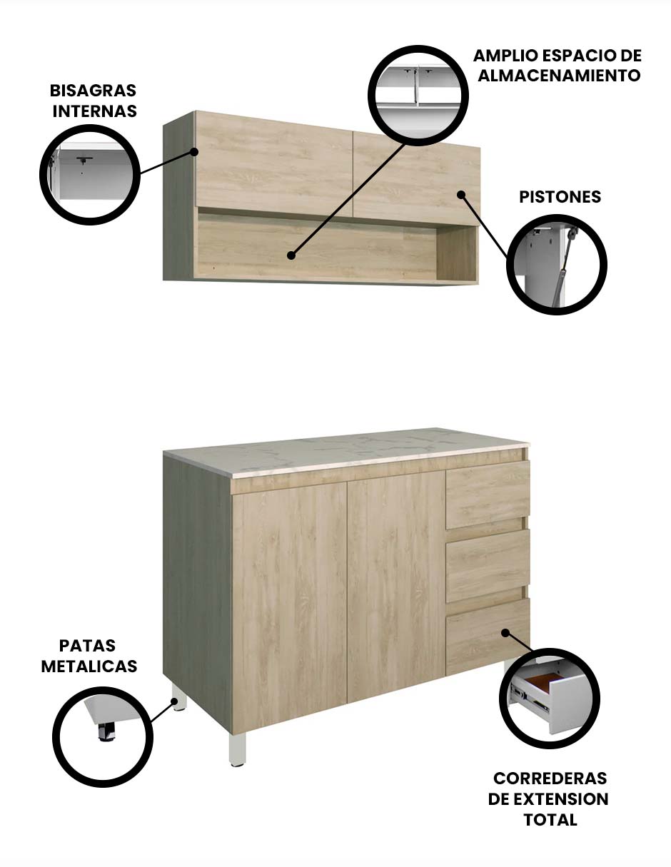 Foto 4 pulgar | Cocina Integral Con Alacena Superior E Inferior Modelo Azaela