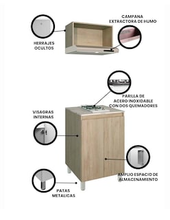 Foto 3 | Cocina Integral Modular Con Parrilla Premium Modelo Narciso