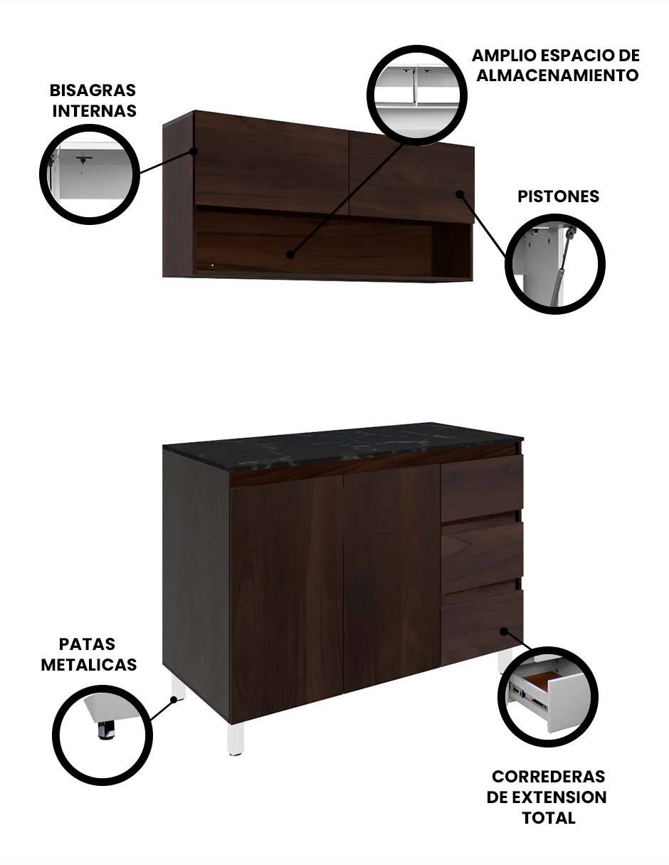 Foto 3 | Cocina Integral Con Alacena Superior E Inferior Modelo Azaela