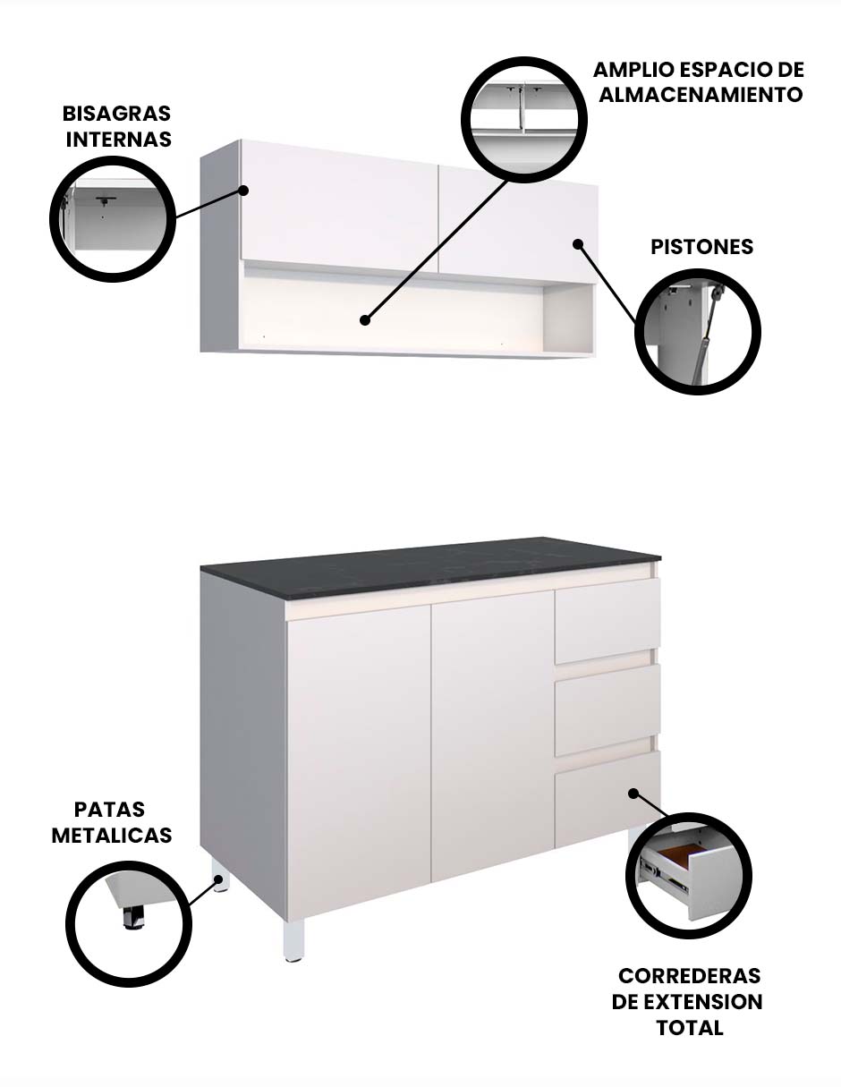 Foto 4 pulgar | Cocina Integral Con Alacena Superior E Inferior Modelo Azaela